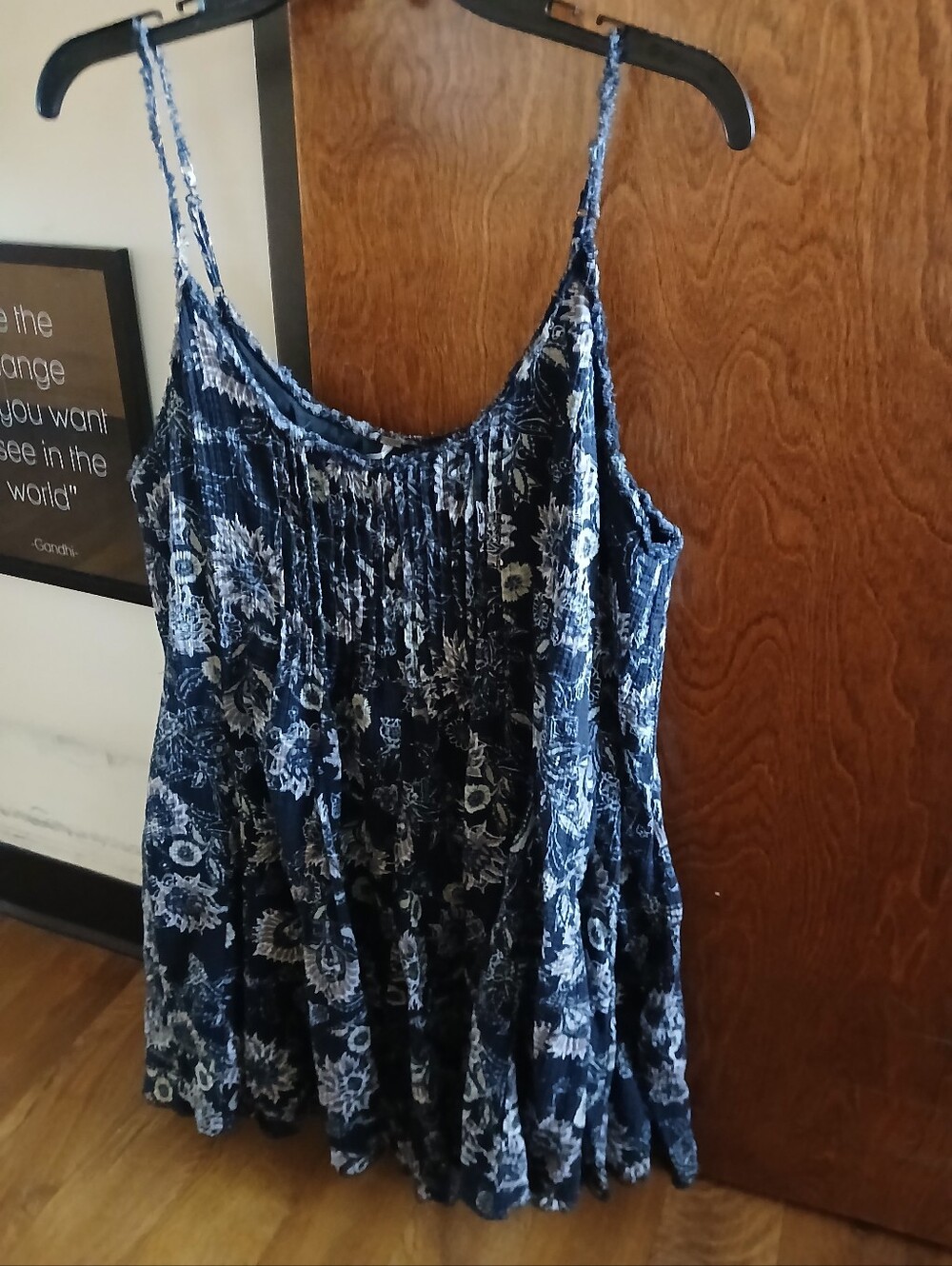 FREE PEOPLE black & gray floral mini dress